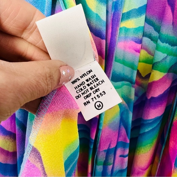 Stunning Vintage LISA FRANK VIBES 1980s Rainbow 🌈 Robe Medium - Picture 7 of 15